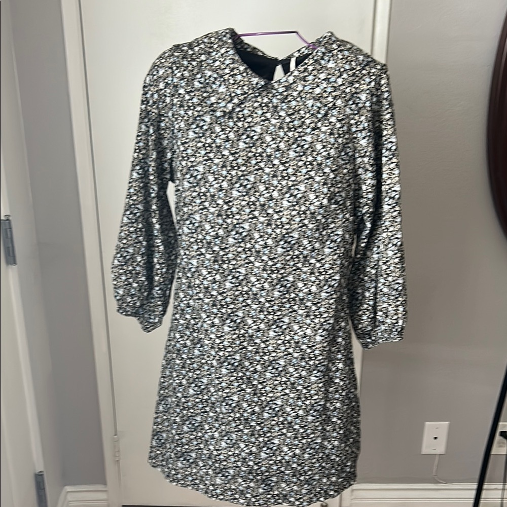 Free People Black and White Midi Dress with Peter Pan Collar